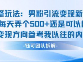 邪修玩法：男粉引流变现新玩法每天弄个5张还是可以的变现方向参考我以往的内容