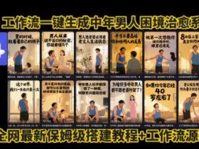 coze工作流一键生成”中年男人困境扎心高涨粉高播放量图文视频”保姆级拆解教程，无需剪辑，无需拍摄写文案