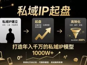 私域IP起盘，私域ip建立、起盘、高转化，打造年入千万的私域ip模型