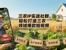 三农IP实战社群，轻松打造三农领域爆款短视频