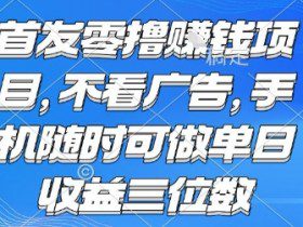首发零撸挣钱项目 不看广告 手机随时可做 单日收益三位数【揭秘】