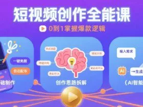 短视频创作课，短视频制作、创作思路、Ai写爆款文案