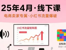 小红书25年4月线下课程，电商卖家小红书流量课，录音+图片