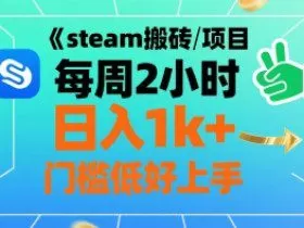 steam搬砖项目每周2小时日入1k+收益核心玩法，手把手教你，门槛低好上手