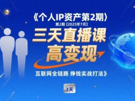 个人IP资产第2期【2025年7月】三天直播课，​小团队高变现，互联网全链路挣钱实战打法