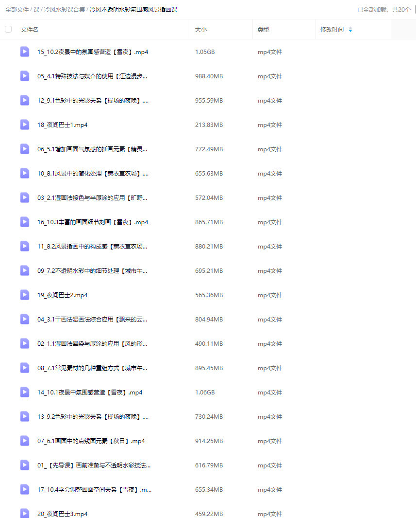 冷风水彩课合集【画质不错】