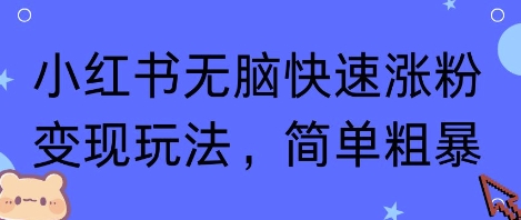 小红书无脑快速涨粉变现玩法,简单粗暴