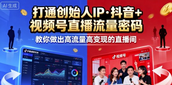 陈晶25年直播9-10两期线下课,打通创始人IP,抖音+视频号直播流量密码,教你做出高流量高变现的直播间