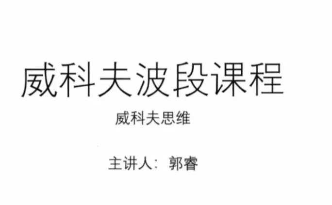 郭睿威科夫波段课程,威科夫交易系统