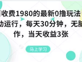 外面收费1980的最新0撸玩法，全自动挂G，每天30分钟，无脑操作，当天收益3张【揭秘】