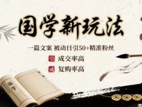 国学新玩法：一篇文案  被动日引50+精准粉丝成交率高  复购率高