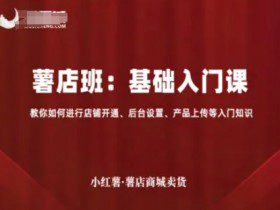小红薯薯店商城卖货，基础入门课，教你如何进行店铺开通、后台设置、产品上传等入门知识