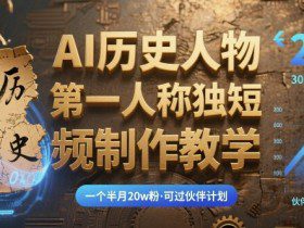最新AI历史人物第一人称独白短视频制作教学，一个半月20w粉，可过伙伴计划