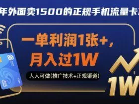 25年外面卖1500的正规手机流量卡项目，一单利润1张+，月入过1W，人人可做(推广技术+正规渠道)【揭秘】