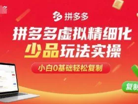 拼多多虚拟精细化少品玩法实操，小白0基础轻松复制