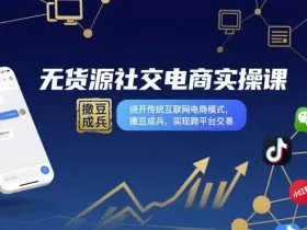 无货源社交电商实操课，绕开传统互联网电商模式，撒豆成兵，实现跨平台交易