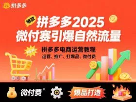 拼多多2025微付赛引爆自然流量，拼多多电商运营教程，运营、推广、打爆品、微付费