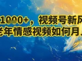 7天收益1k+，视频号新风口：中老年情感视频如何月入过W?