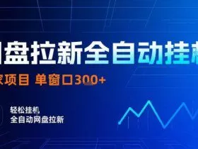 网盘全自动拉新掘金，独家技术，操作简单，单窗口轻松日入3张+ 可矩阵【揭秘】