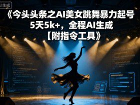 今日头条之AI美女跳舞暴力起号，5天1k+，全程AI生成【附指令工具】