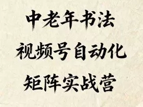 中老年书法视频号自动化矩阵实战营,一套自动化流程玩转中老年书法视频号矩阵