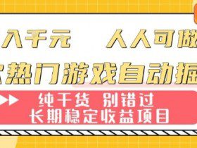 两款热门游戏自动掘金：日入1k，人人可做，纯干货，长期稳定收益项目【揭秘】