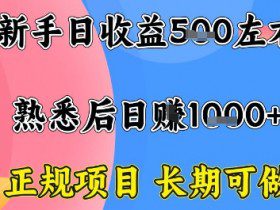 全年可变现项目，收益高无门槛，正规项目，长期可做，一天收益1k+一台电脑在家创业【揭秘】
