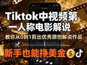 Tiktok中视频第一人称电影解说，教你从0到1剪出一个优秀的原创解说作品，新手也能挣美金