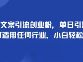 手掌文案引流创业粉，单日引流100+，可适用任何行业，小白轻松上手
