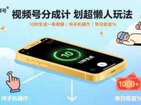 视频号分成计划超懒人玩法，10秒生成一条视频，纯手机操作，单日收益1k+【揭秘】