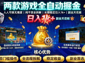 两款游戏全自动掘金，人人可做无难度，纯干货全拆解，长期稳定，日入1k+，副业天花板【揭秘】