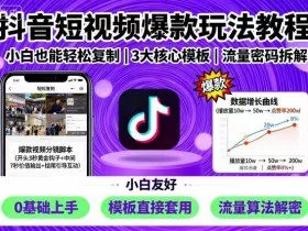 抖音短视频爆款玩法教程，小白也能轻松复制