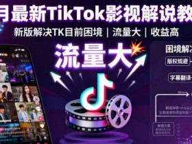 8月最新TikTok影视解说教学,新版解决TK目前困境,流量大,收益高