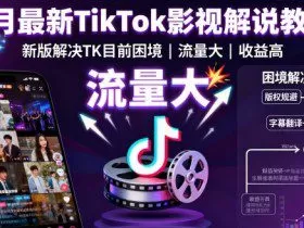 8月最新TikTok影视解说教学，新版解决TK目前困境，流量大，收益高
