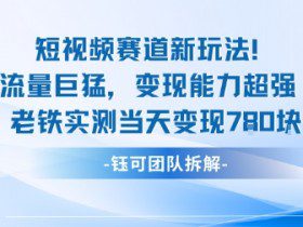 新赛道新玩法流量巨猛变现能力超强老铁实测当天变现7张