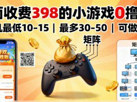 外面收费398的小游戏0撸项目，单机最低10-15，最多30-50单机，可以做矩阵