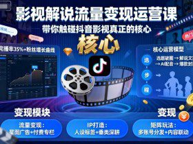 影视解说流量变现运营课，带你触碰抖音影视真正的核心