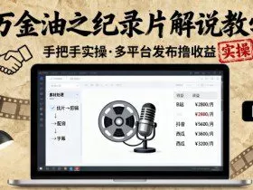 万金油之纪录片解说教学，手把手教你，完全实操，多平台发布撸收益