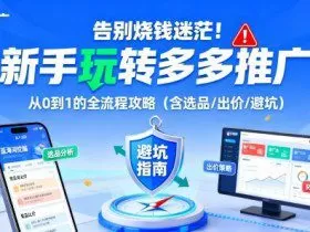 告别烧钱迷茫！新手玩转多多推广：从0到1的全流程攻略（含选品/出价/避坑）