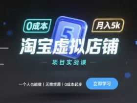 淘宝虚拟店铺项目实战课，一个人也能做，无需货源、0成本起步，月入5k