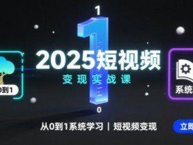 2025短视频变现实战课，从0到1系统学习短视频变现