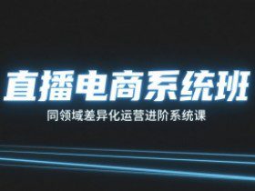 直播电商系统班，同领域差异化运营进阶系统课