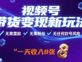 视频号带货变现新玩法，无需露脸，无需粉丝，无任何封号风险，一天收益8张【揭秘】