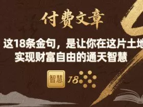 付费文章：这18条金句，是让你在这片土地 实现财富自由的通天智慧