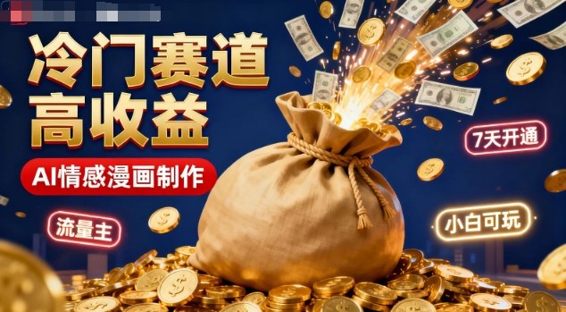 公众号冷门赛道,用AI做情感漫画,7天开通流量主,操作简单,小白可玩