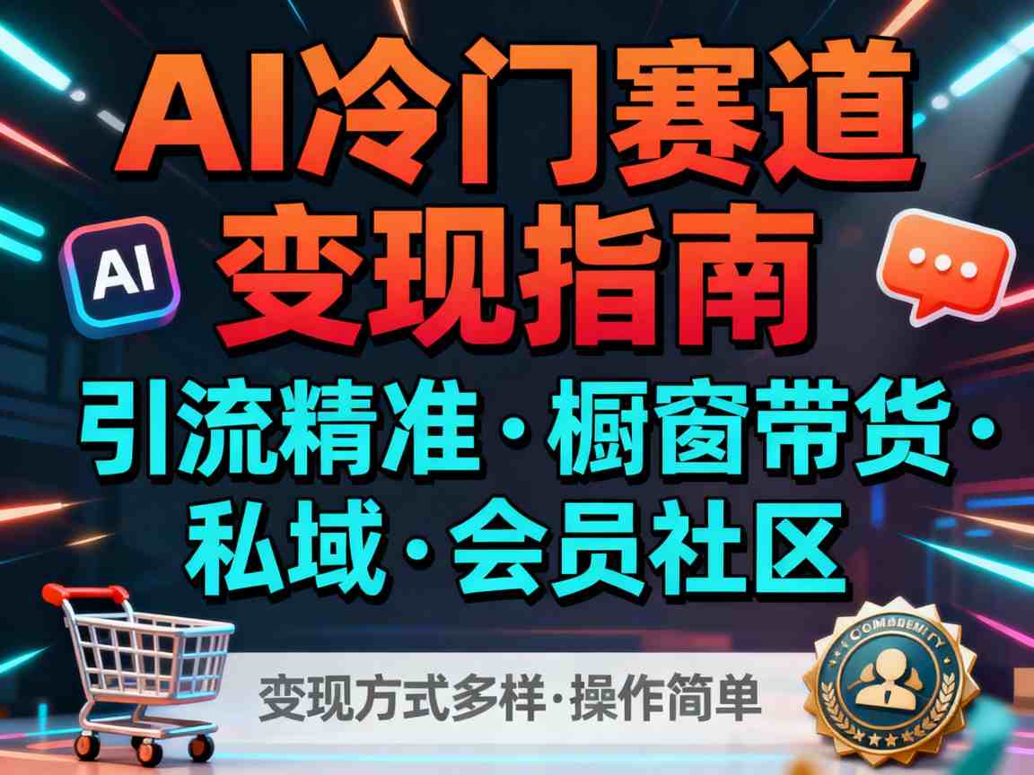 AI冷门赛道，引流精准，橱窗带货+私域+会员社区，变现方式多样，操作简单