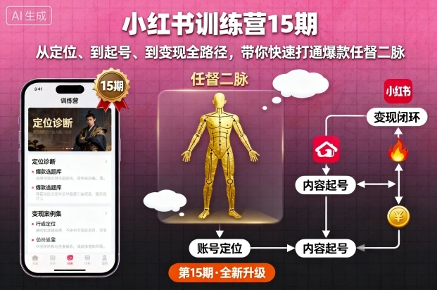 花生的书桌-小红书训练营15期,从定位、到起号、到变现全路径,带你快速打通爆款任督二脉