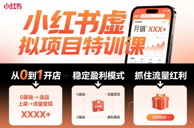 陆明明·小红书虚拟项目特训课,帮你从0到1打造稳定盈利的店铺,抓住流量红利(更新9月)