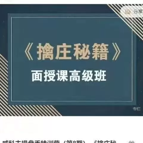 孟洪涛威科夫操盘手特训营（第8期） 《擒庄秘籍》面授课高级班