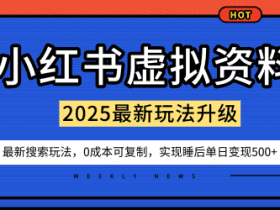 小红书虚拟资料项目：最新搜索流变现玩法，0成本简单可复制，一人多店打法，新手也可轻松日入5张+